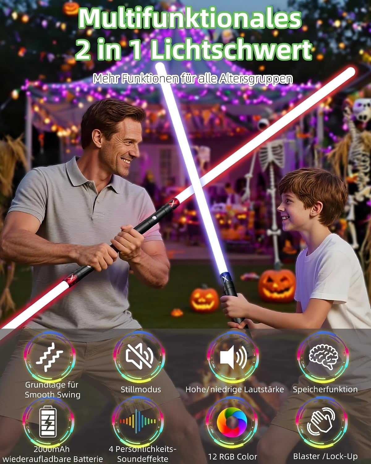 Lot de 2 Sabres Laser 2-en-1 RGB 36" - Jusqu'à -29% sur l'état neuf