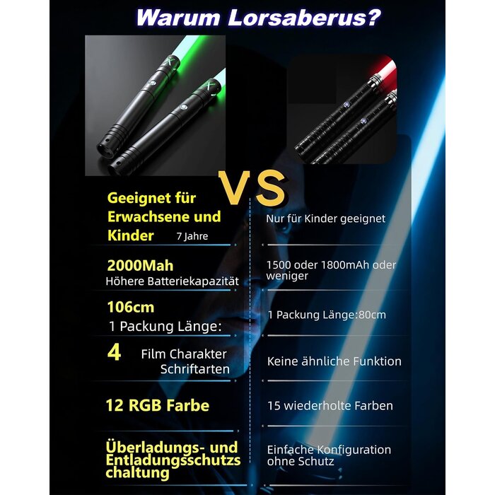 Lot de 2 Sabres Laser 2-en-1 RGB 36" - Jusqu'à -29% sur l'état neuf