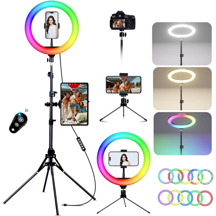 Anneau lumineux LED 12" avec trépied et support - Jusqu'à 31% de remise