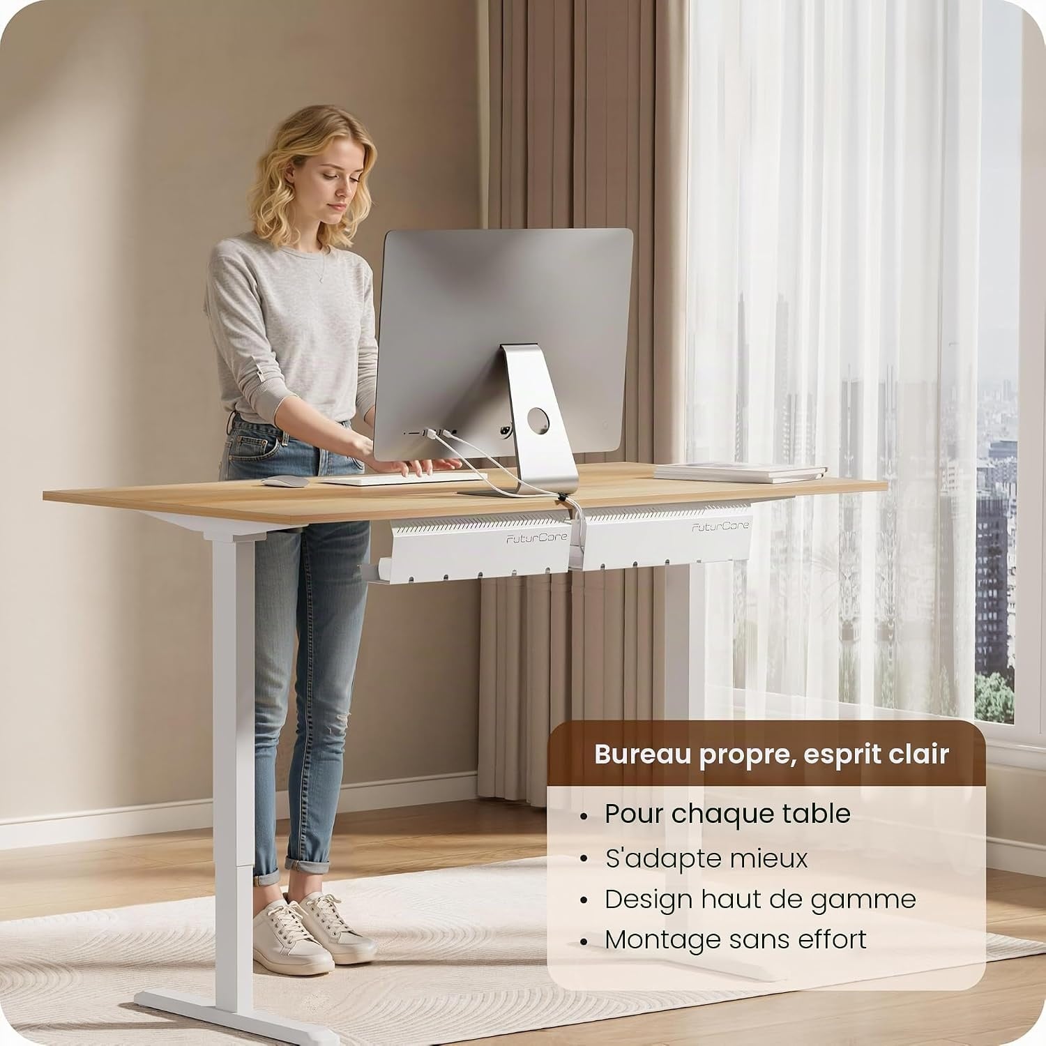 Lot de 2 Goulottes range-câbles pour bureau - Acier blanc - Jusqu'à -31%