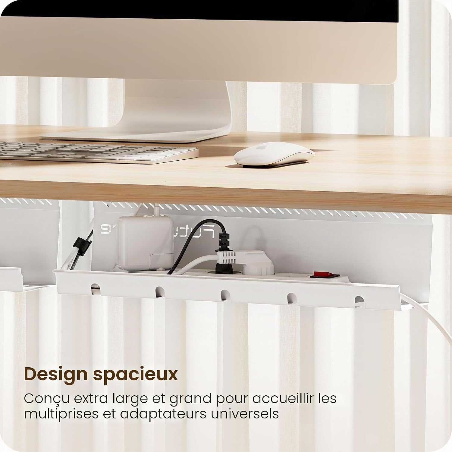 Lot de 2 Goulottes range-câbles pour bureau - Acier blanc - Jusqu'à -31%