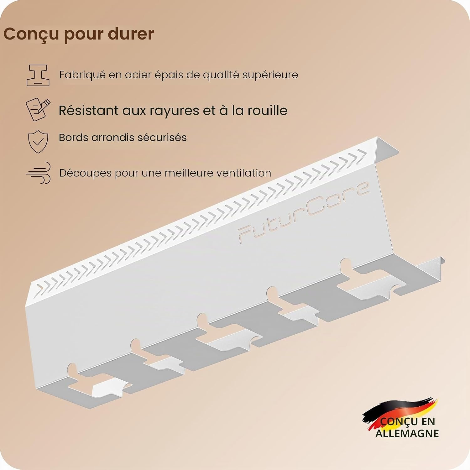Lot de 2 Goulottes range-câbles pour bureau - Acier blanc - Jusqu'à -31%