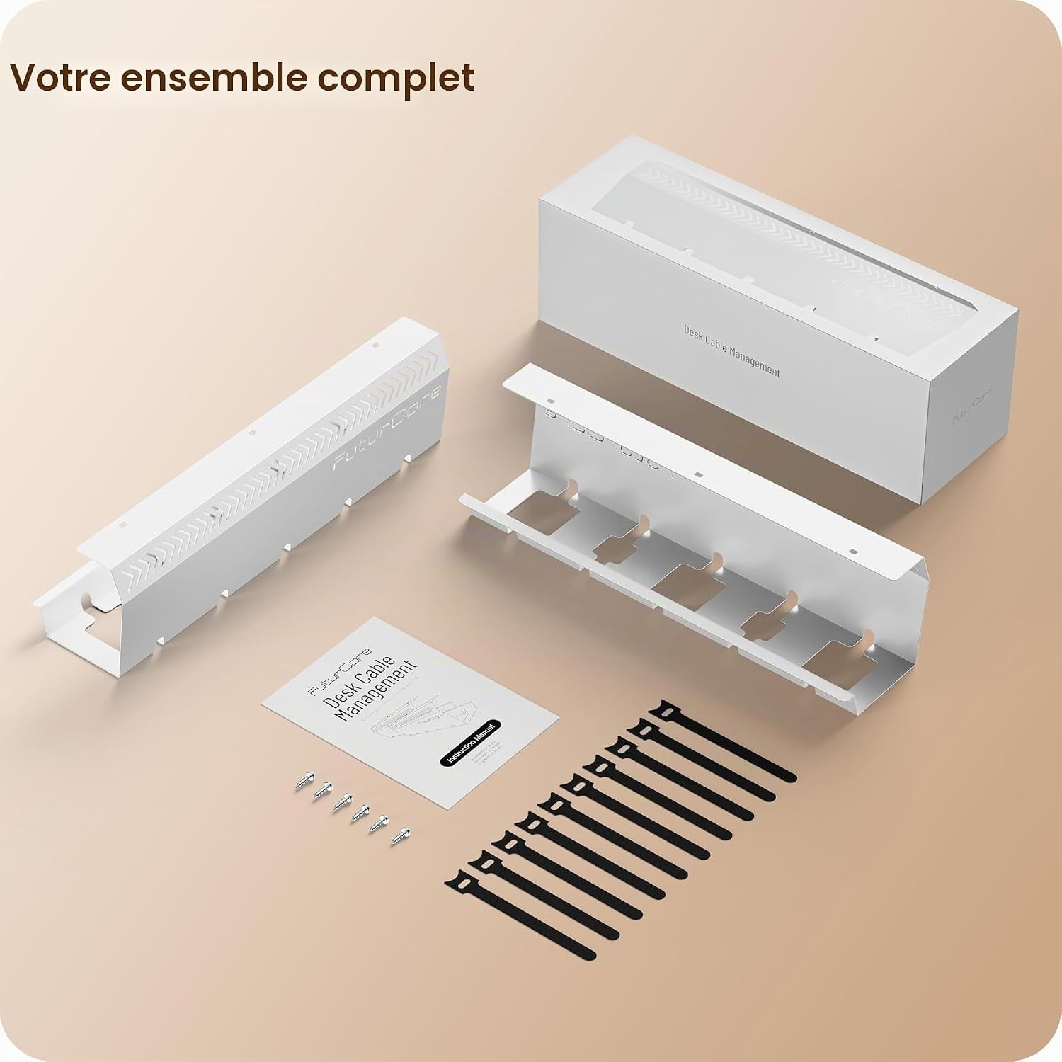 Lot de 2 Goulottes range-câbles pour bureau - Acier blanc - Jusqu'à -31%