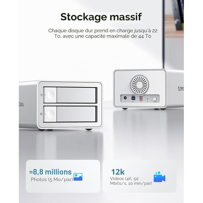 Boîtier 2 baies pour disques durs jusqu'à 44 To - Jusqu'à 35% de réduction