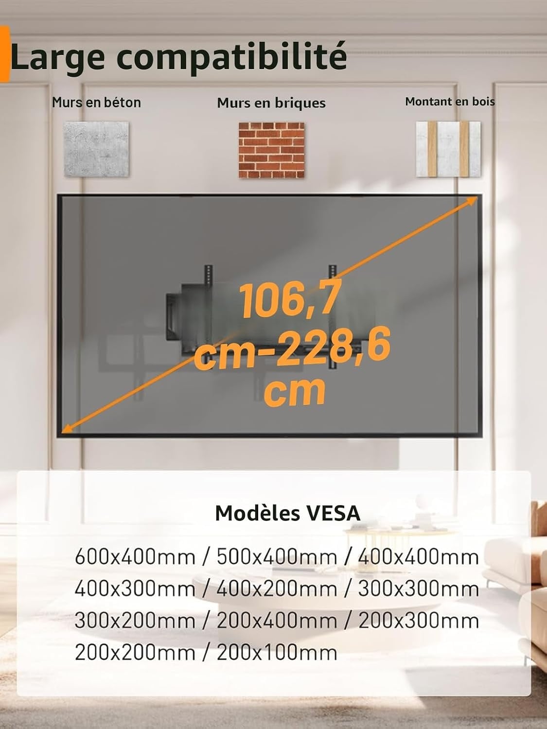 Support Mural TV Articulé 42-90 pouces - Jusqu'à 34% de réduction