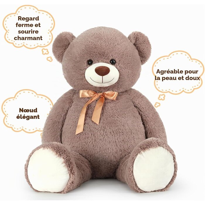 Grand ours en peluche XXL 130 cm - Jusqu'à -33% sur notre sélection