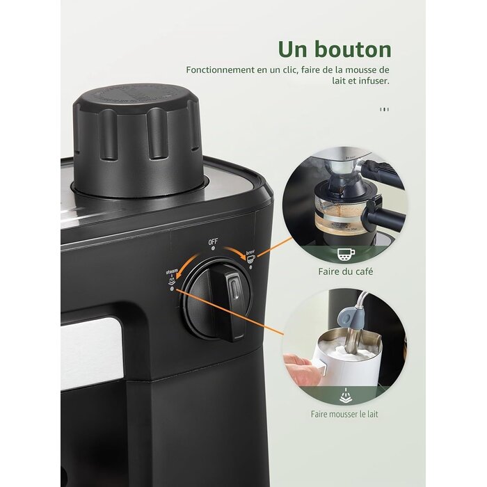 Machine à expresso 6 bars avec buse vapeur - Jusqu'à -34% sur votre café