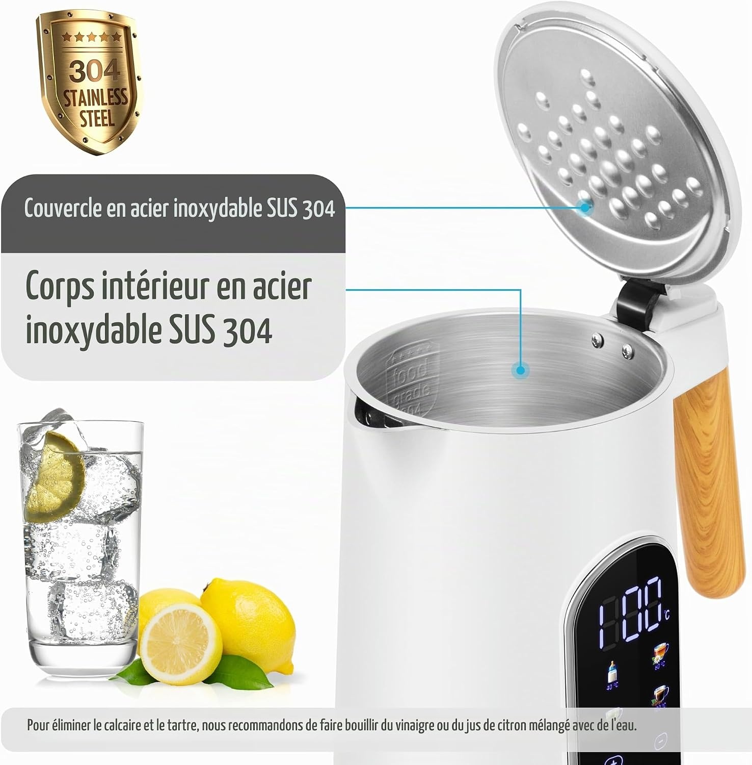 Bouilloire électrique 1,7L température réglable - Jusqu'à 31% de réduction