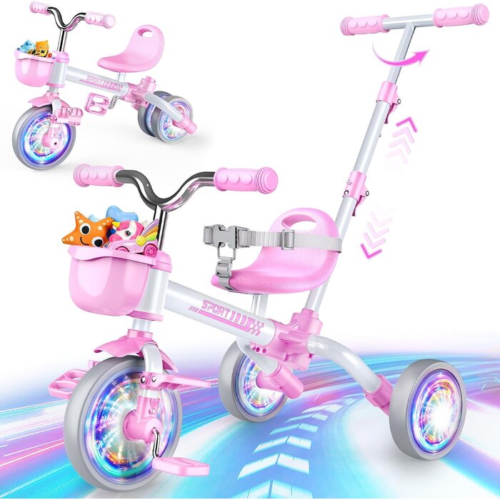 Tricycle évolutif 5-en-1 rose - Jusqu'à -33%