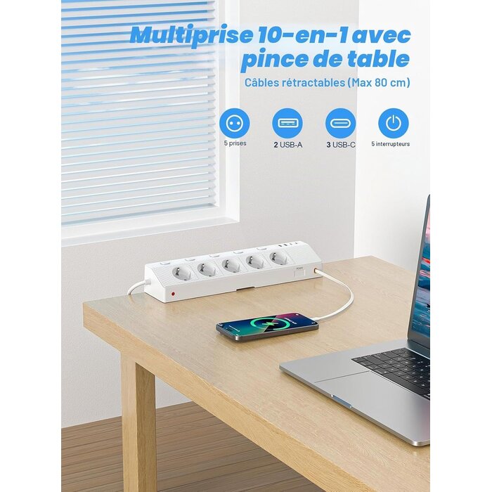 Bloc multiprise d'angle USB-C 30W - Jusqu'à -31% sur votre espace de travail