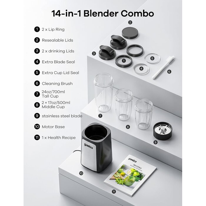 Mini blender 900W avec 3 bols - Jusqu'à 33% de remise