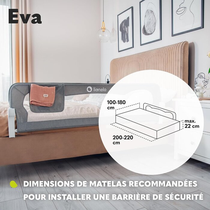 Barrière de lit bébé 150x42 cm pliable - Beige - Jusqu'à -33% de remise