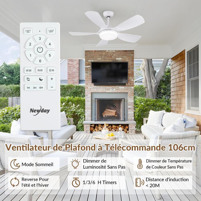 Ventilateur plafond LED 106 cm silencieux - Jusqu'à -35% sur votre confort