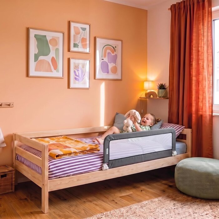 Barrière de lit pliable enfant - Gris - Jusqu'à -33%