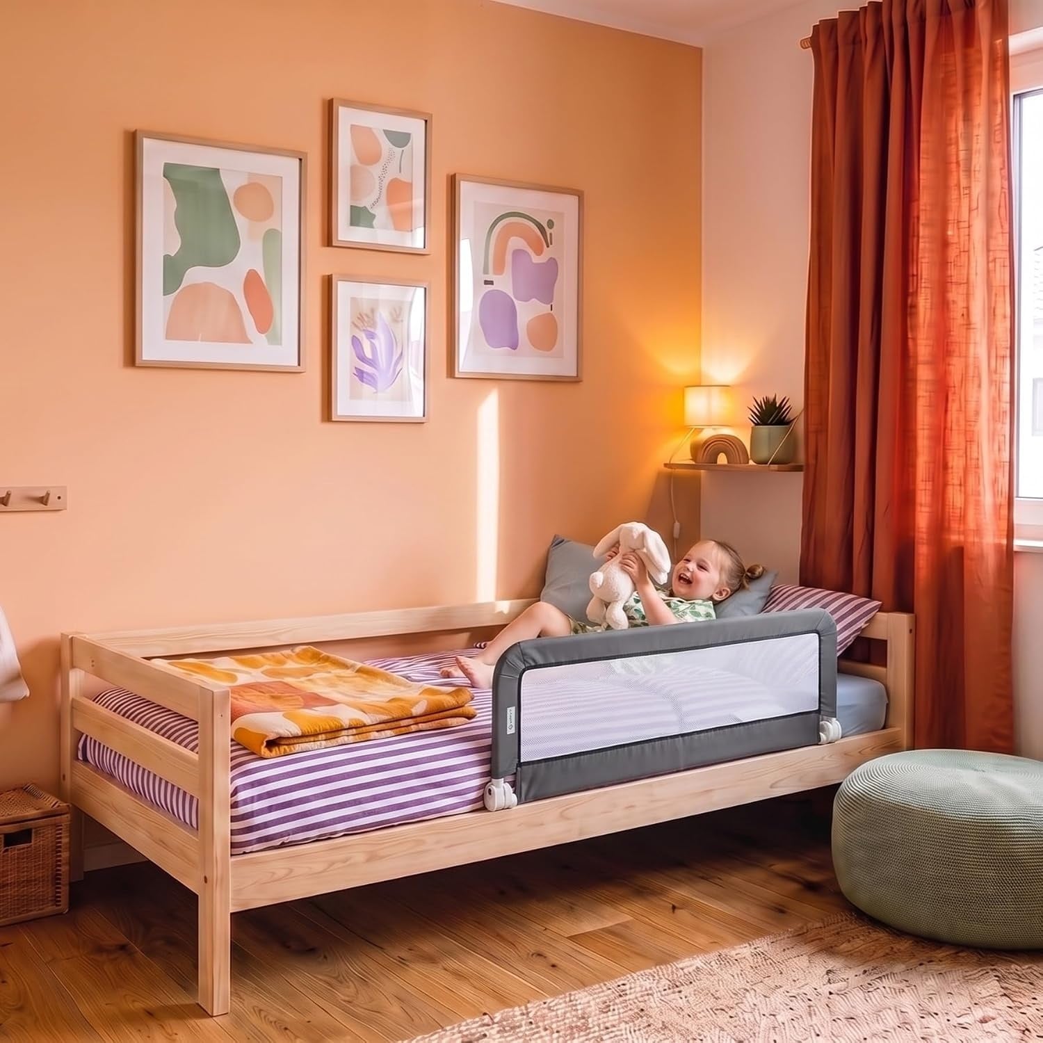 Barrière de lit pliable enfant - Gris - Jusqu'à -33%