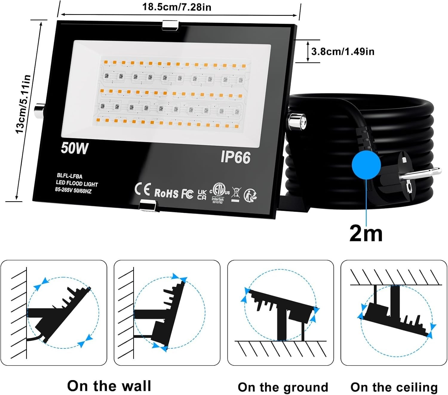 Lot de 4 projecteurs LED 50W RGB connectés - Étanches IP66 - Jusqu'à 34% de remise