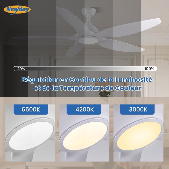 Ventilateur de plafond LED 153 cm - Silencieux et Dimmable - Jusqu'à -34%