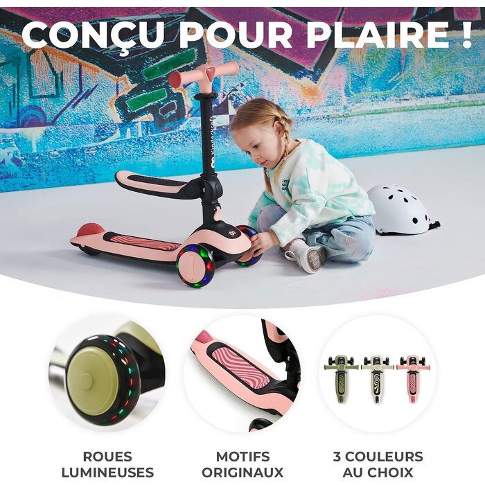 Trottinette et draisienne 2-en-1 Rose - Évolutive - Jusqu'à -34%