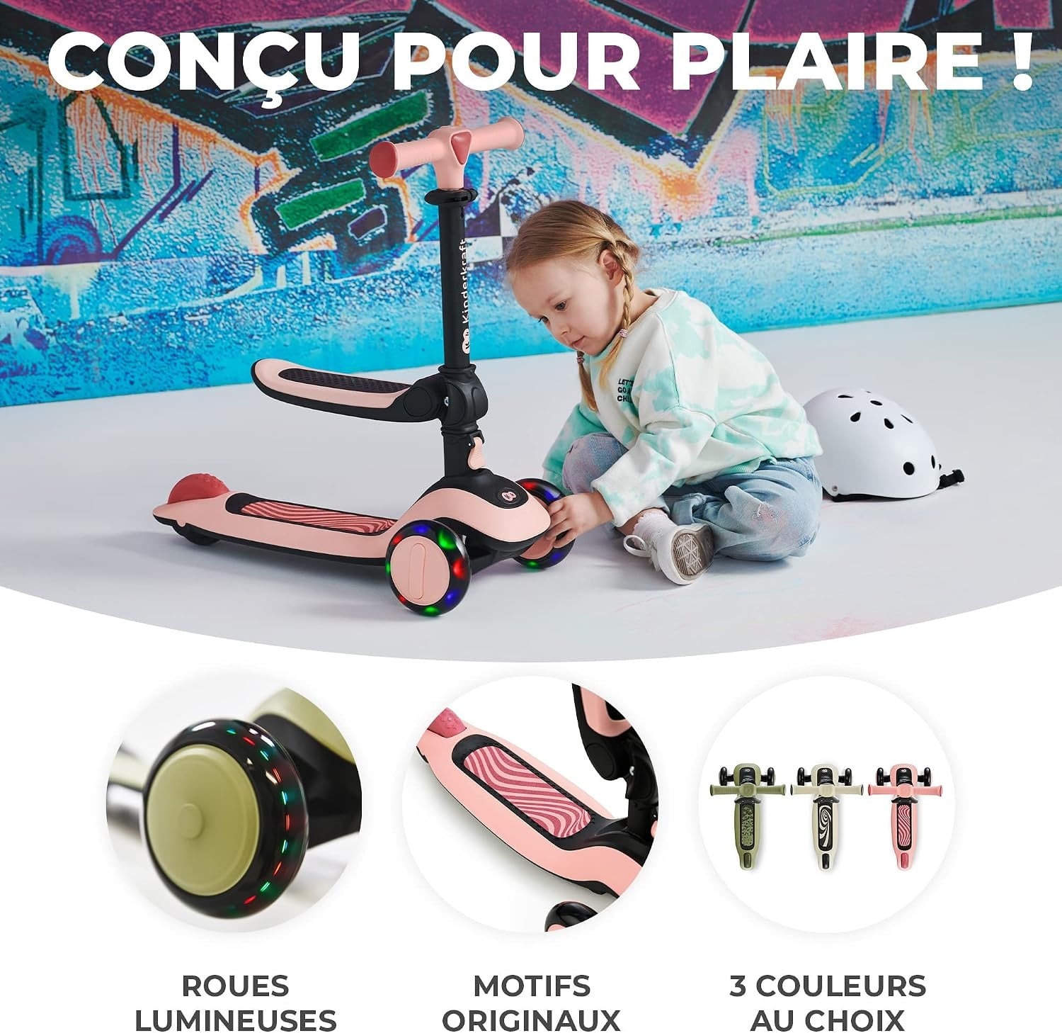 Trottinette et draisienne 2-en-1 Rose - Évolutive - Jusqu'à -34%