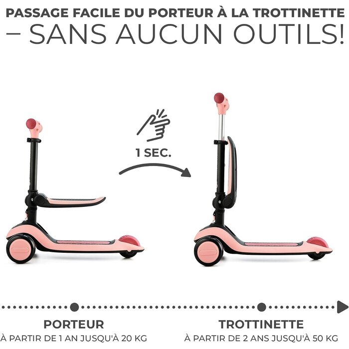 Trottinette et draisienne 2-en-1 Rose - Évolutive - Jusqu'à -34%