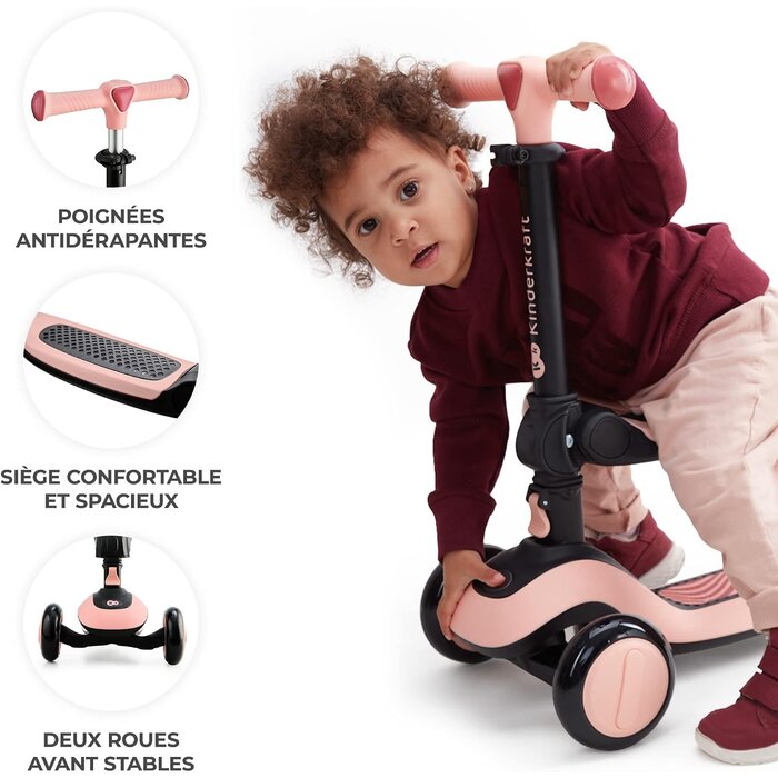 Trottinette et draisienne 2-en-1 Rose - Évolutive - Jusqu'à -34%
