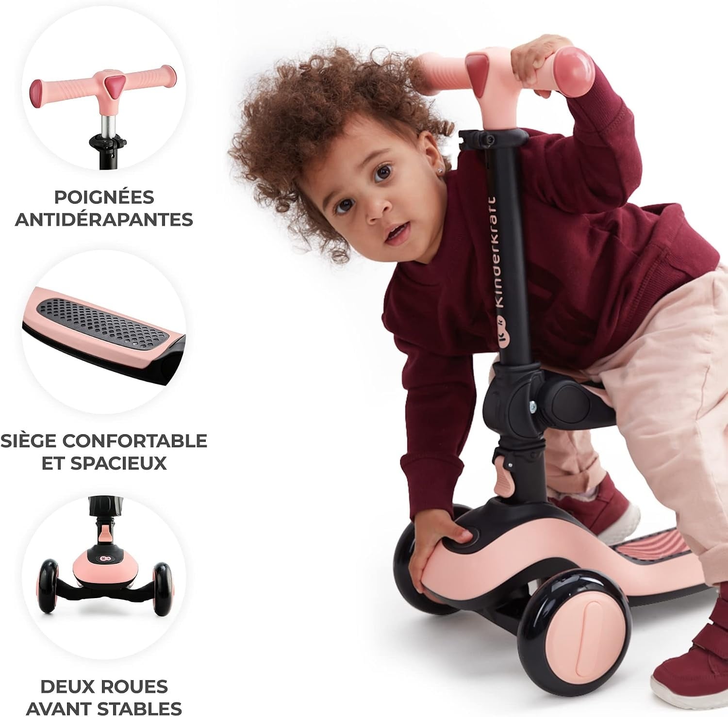 Trottinette et draisienne 2-en-1 Rose - Évolutive - Jusqu'à -34%