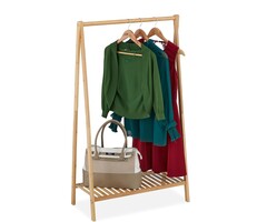 Portant à vêtements en bambou avec étagère - Jusqu'à -32% sur l'outlet