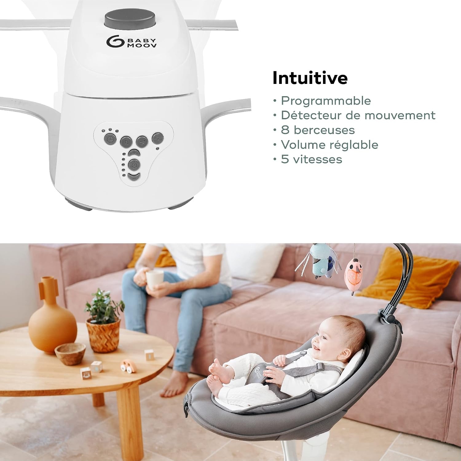 Balançoire Bébé Rotative 360° - Zinc - Jusqu'à -35%