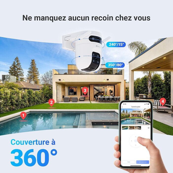 Caméra de surveillance 3K+3K, suivi IA, IP65 - Jusqu'à 34% de remise