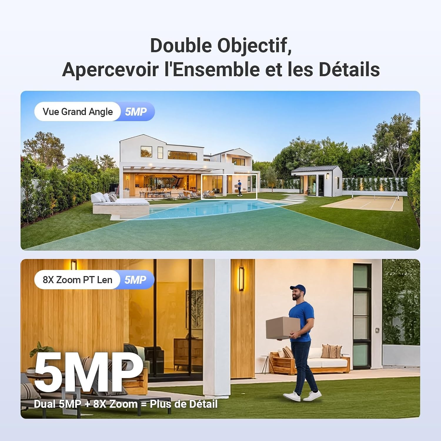 Caméra de surveillance 3K+3K, suivi IA, IP65 - Jusqu'à 34% de remise