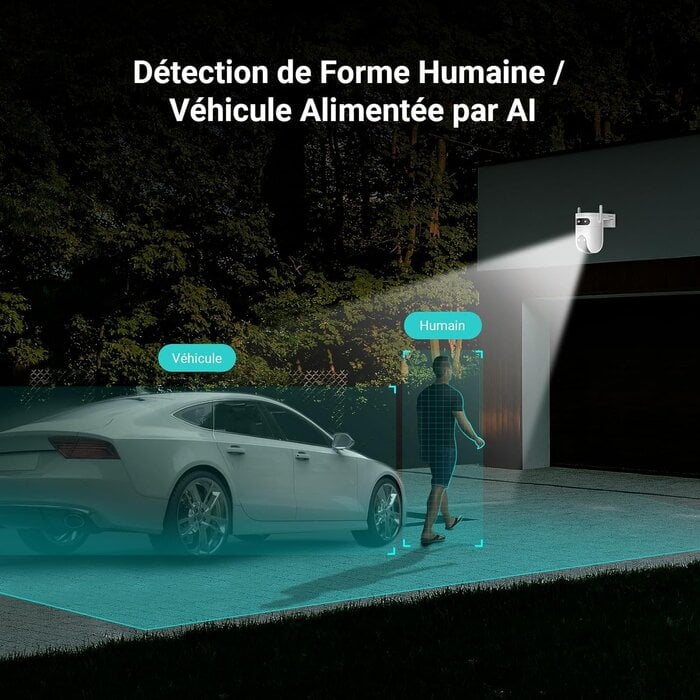 Caméra de surveillance 3K+3K, suivi IA, IP65 - Jusqu'à 34% de remise