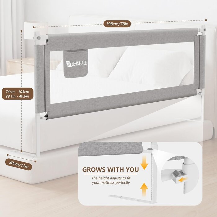 Barrière de lit enfant 200x76 cm - Protection anti-chute - Jusqu'à -33%