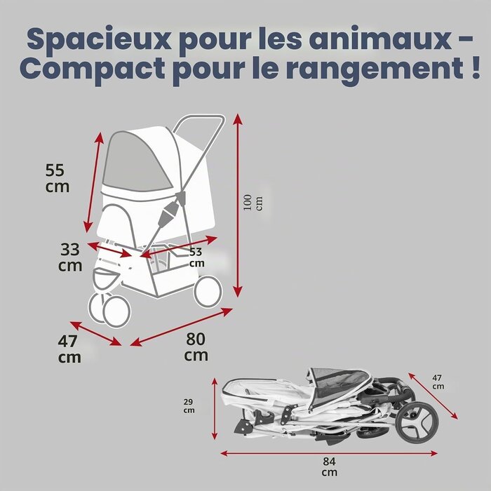 Poussette pour chien pliable - Jusqu'à -34% sur votre équipement animal