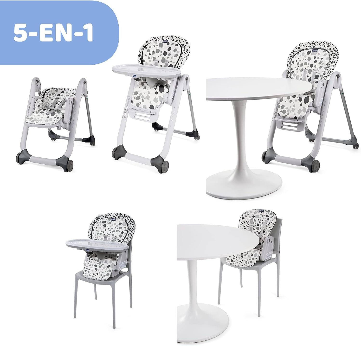 Chicco Chaise haute évolutive 5-en-1 - Anthracite - 65% de remise