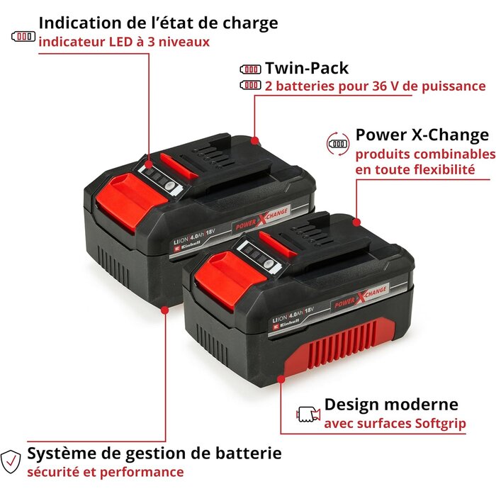 Lot de 2 Batteries 18V 4.0Ah - Compatible Power X-Change - Jusqu'à -33%