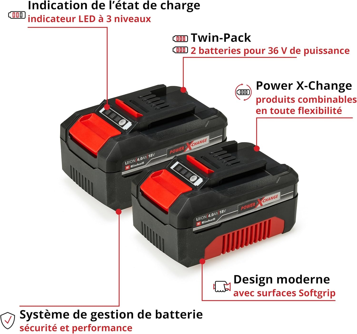 Lot de 2 Batteries 18V 4.0Ah - Compatible Power X-Change - Jusqu'à -33%