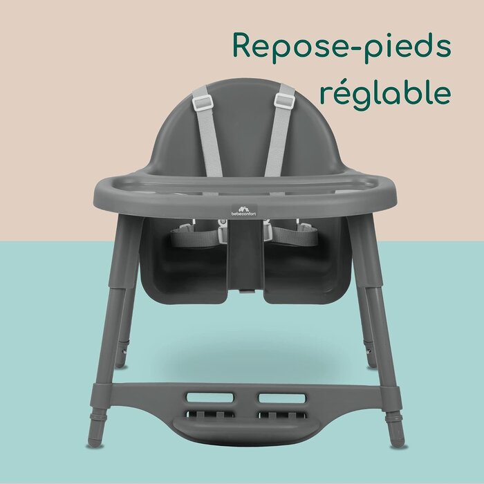 Chaise haute évolutive 2-en-1 gris foncé - Jusqu'à -33% sur l'outlet