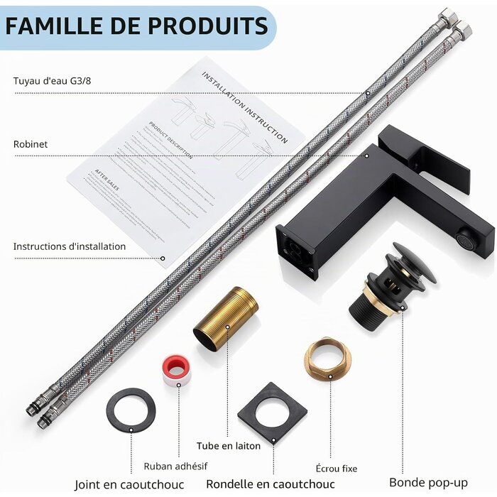 Mitigeur de lavabo carré noir mat - Jusqu'à -32%