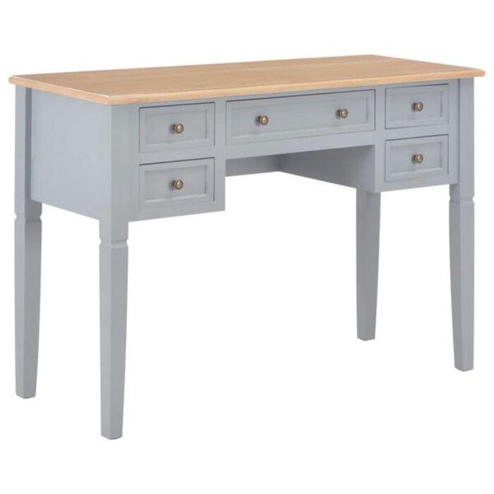 Vidaxl Bureau 5 tiroirs bois gris et marron - Jusqu'à -41% sur l'outlet