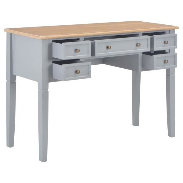 Vidaxl Bureau 5 tiroirs bois gris et marron - Jusqu'à -41% sur l'outlet