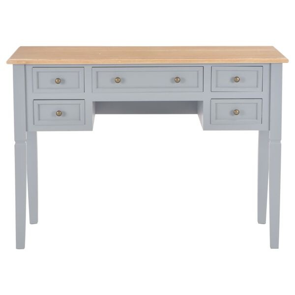 Vidaxl Bureau 5 tiroirs bois gris et marron - Jusqu'à -41% sur l'outlet