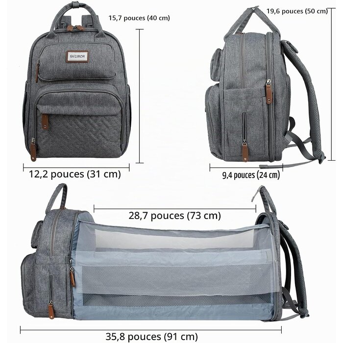 Sac à dos à langer spacieux avec tapis de change - Jusqu'à -33%
