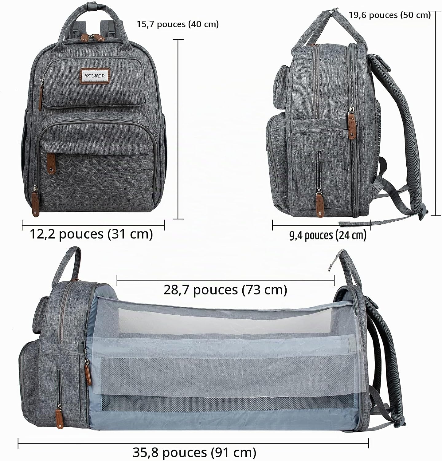 Sac à dos à langer spacieux avec tapis de change - Jusqu'à -33%