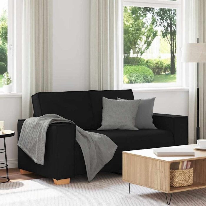 Vidaxl Canapé 2 places en tissu noir - Jusqu'à 34% de remise