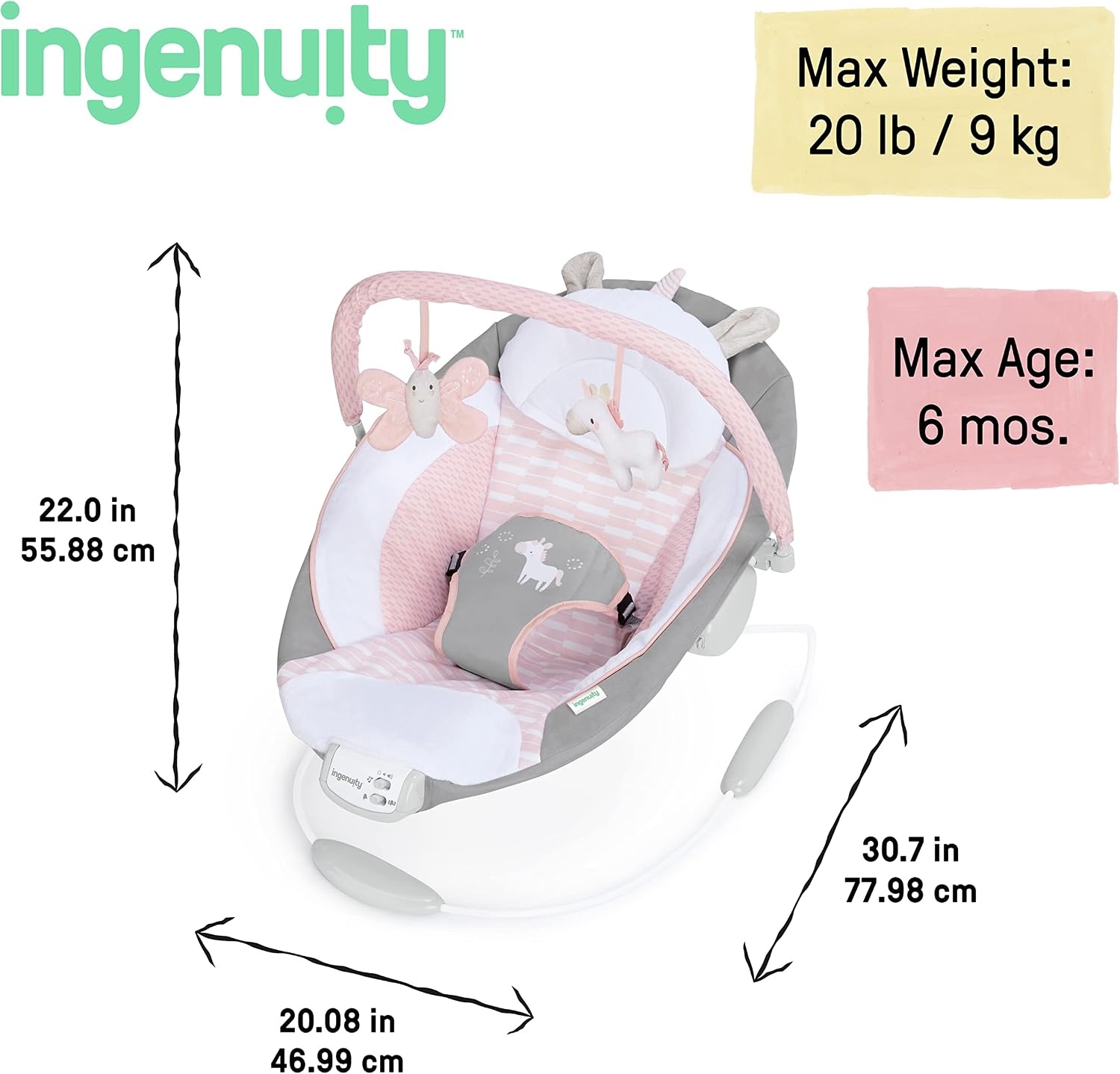 Transat vibrant pour bébé - 8 mélodies - Rose - Jusqu'à -33%