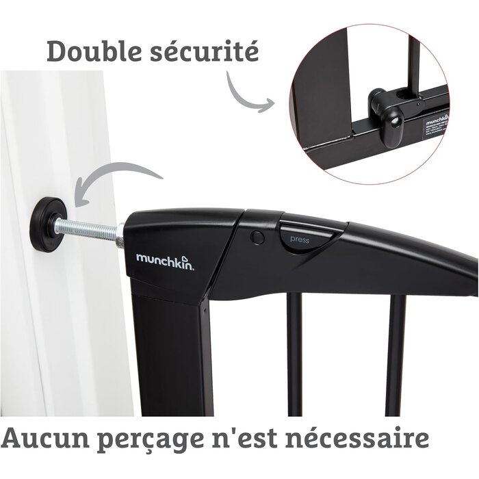 Barrière de sécurité pour bébé et animaux - Acier noir - Jusqu'à -33%