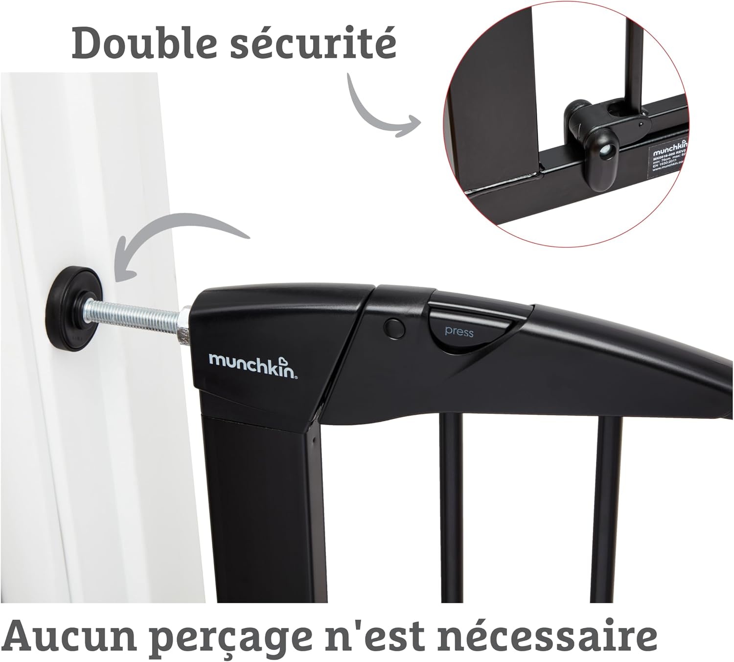 Barrière de sécurité pour bébé et animaux - Acier noir - Jusqu'à -33%
