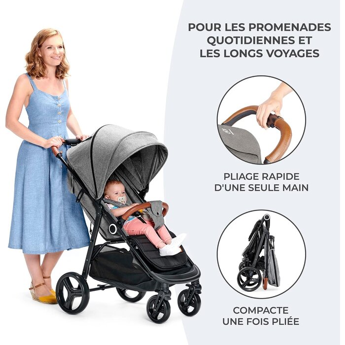 Poussette compacte GRANDE PLUS - Gris - Jusqu'à 35% de réduction
