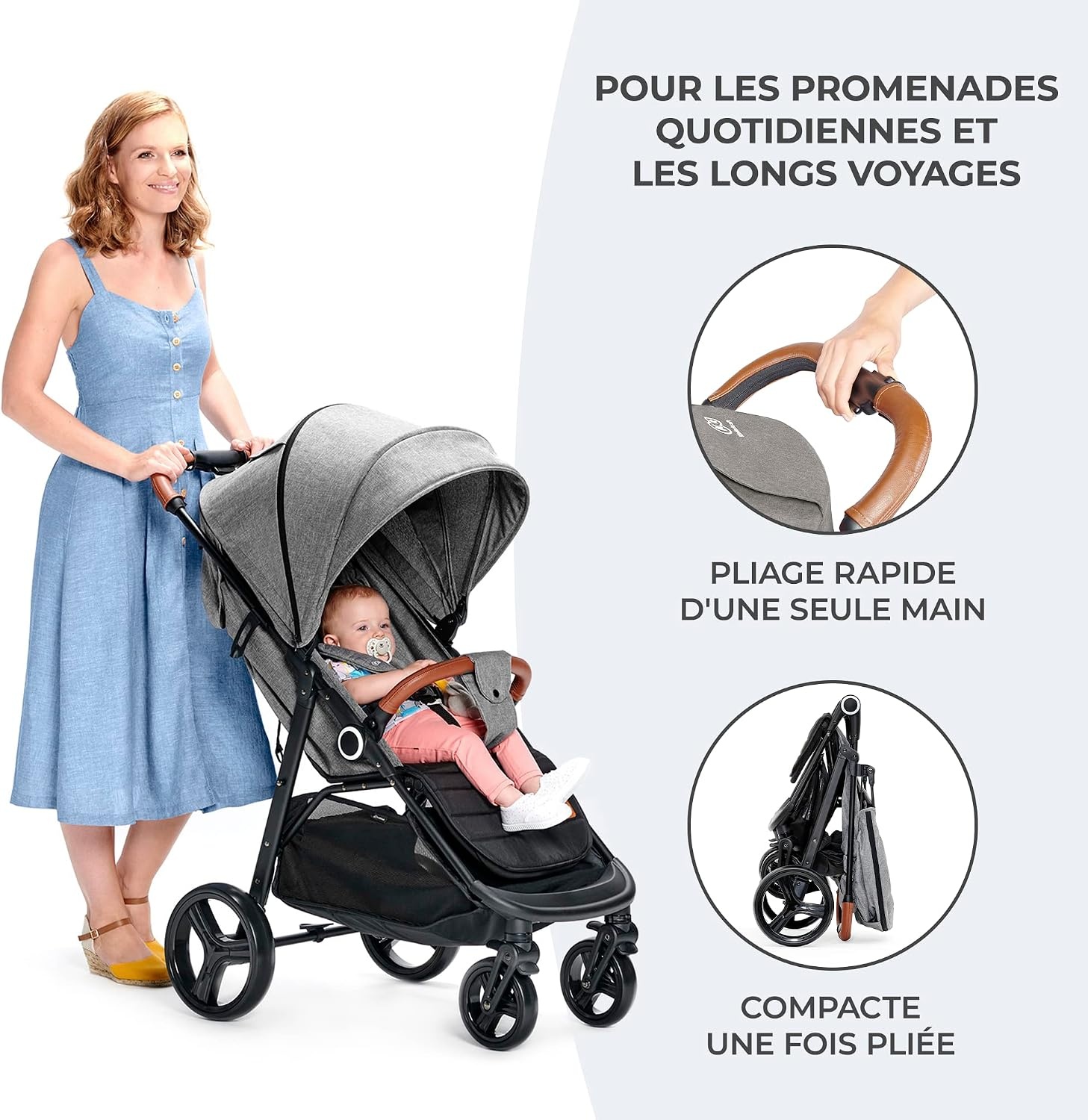 Poussette compacte GRANDE PLUS - Gris - Jusqu'à 35% de réduction