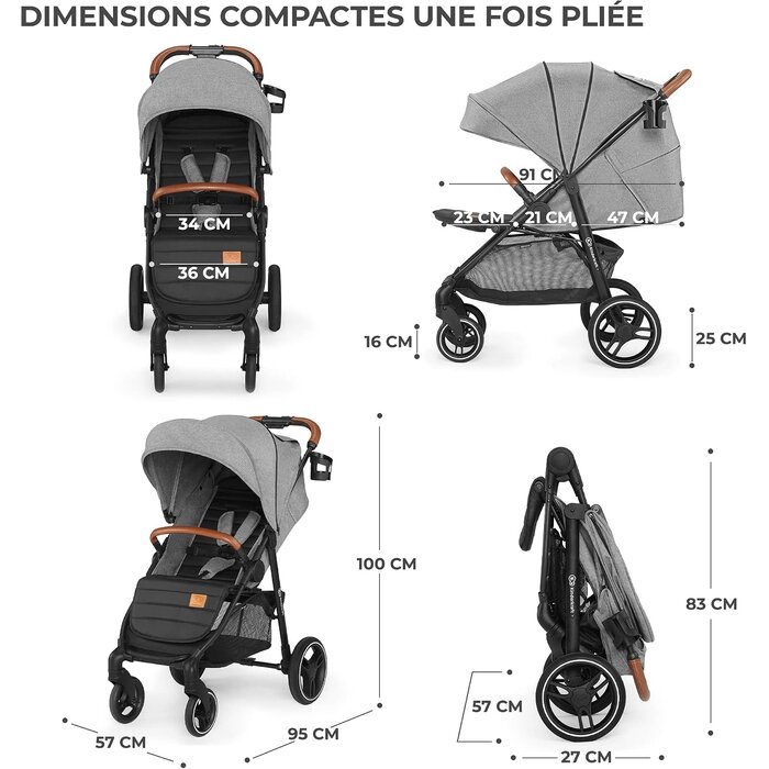 Poussette compacte GRANDE PLUS - Gris - Jusqu'à 35% de réduction